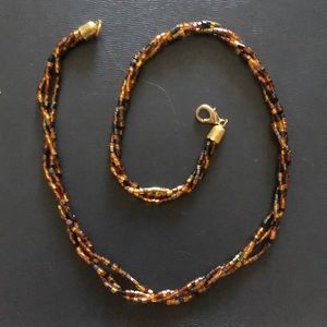 Vintage Brown Black Beaded Necklace